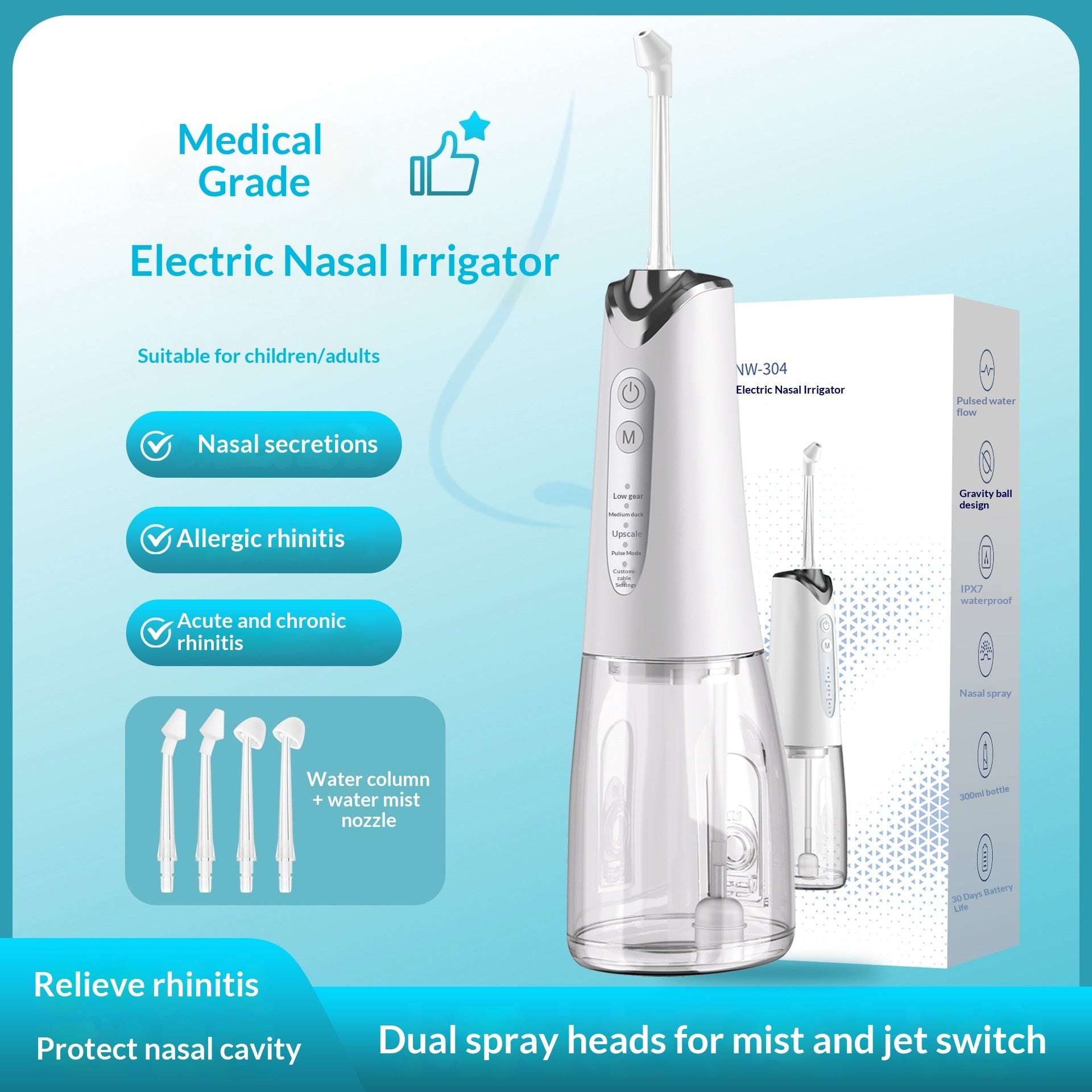 Class II Medical Device Medical Pulse Electric Nasal Washer