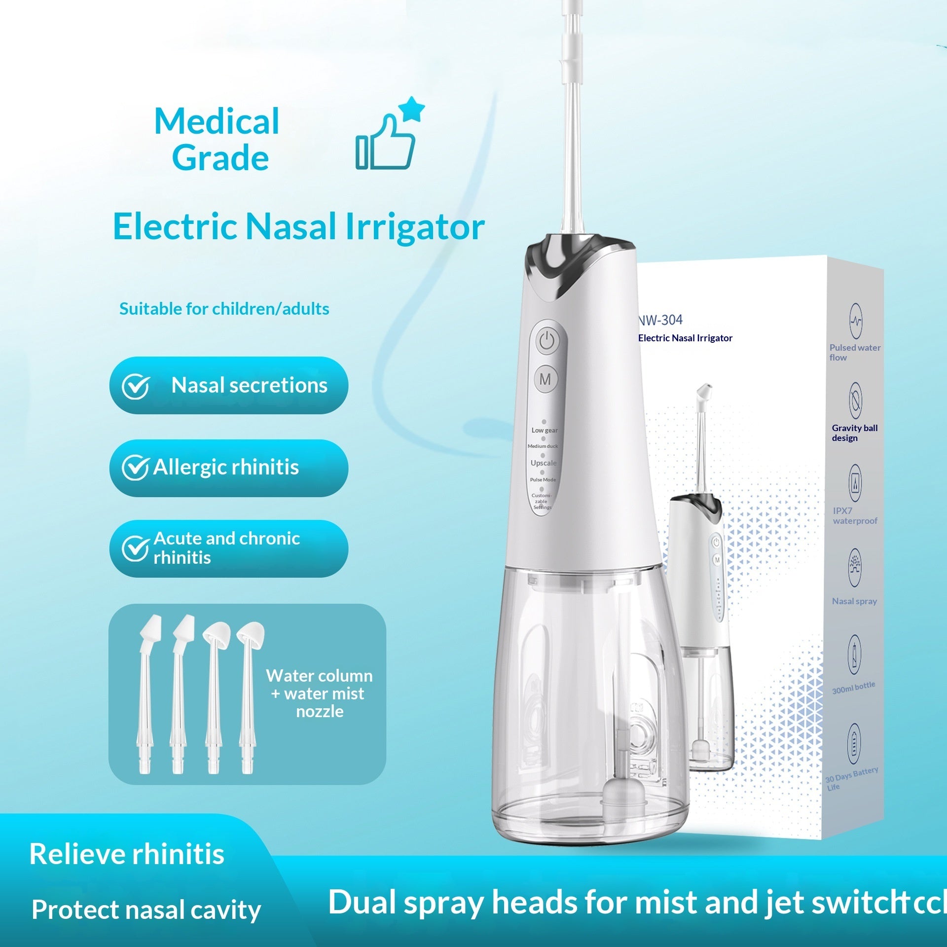 Class II Medical Device Medical Pulse Electric Nasal Washer